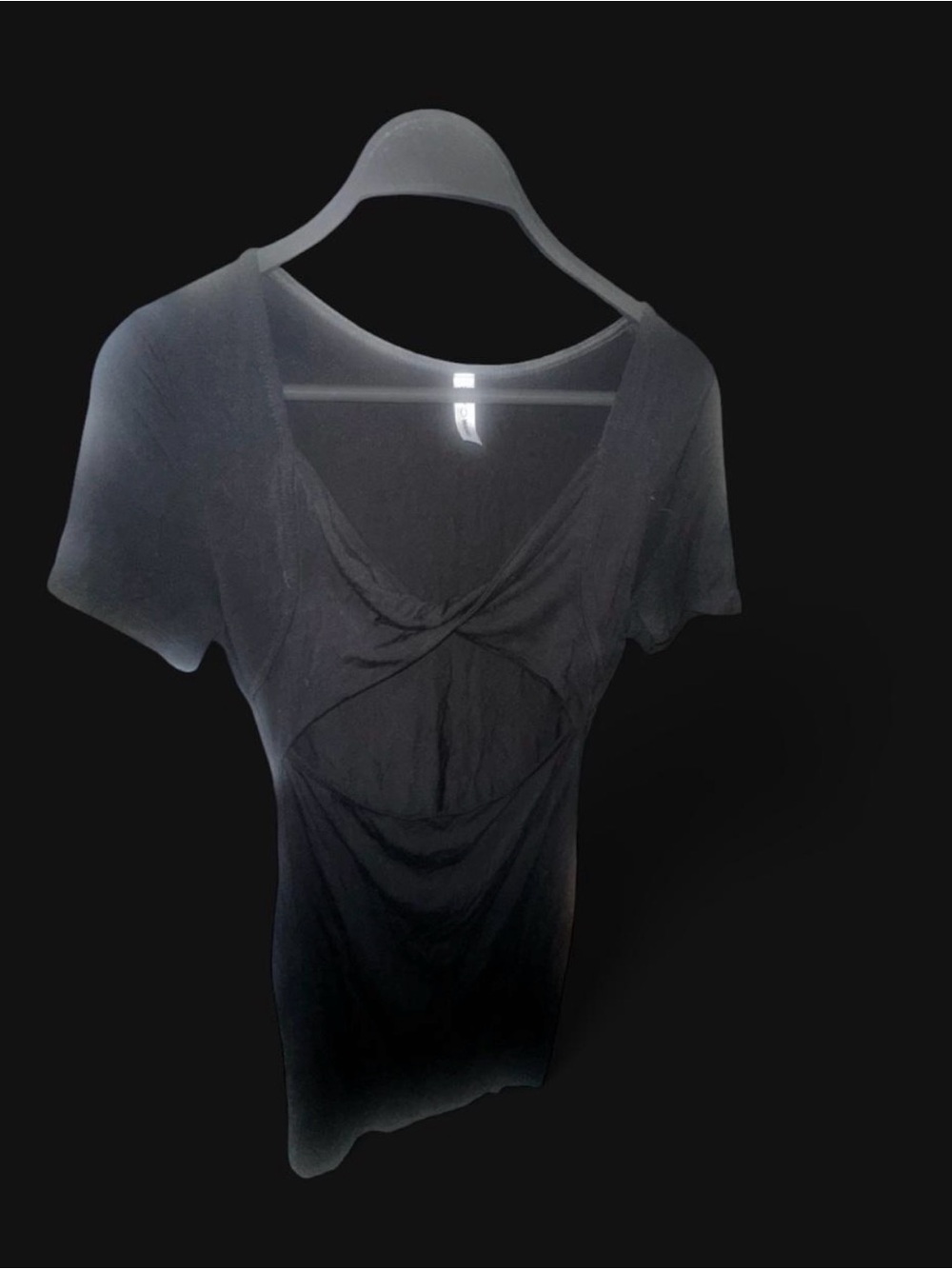 Women’s Black Twist-Front Short Sleeve Top Dress